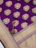 Purple Meenakari Boota Katan Silk Handloom Banarasi Saree - Sacred Weaves