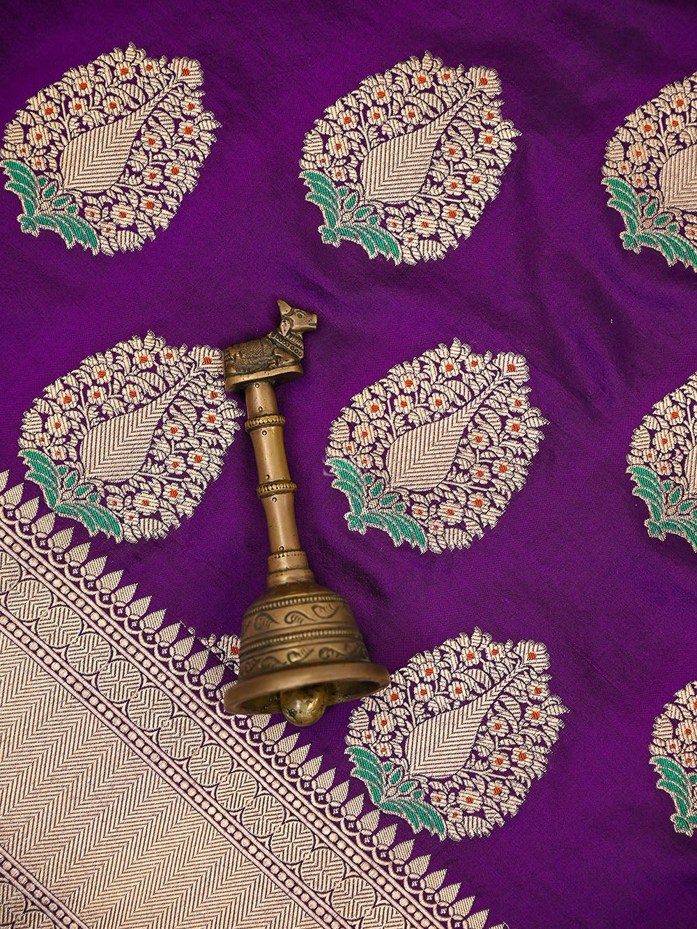 Purple Meenakari Boota Katan Silk Handloom Banarasi Saree - Sacred Weaves