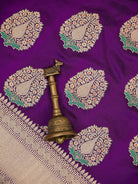 Purple Meenakari Boota Katan Silk Handloom Banarasi Saree - Sacred Weaves