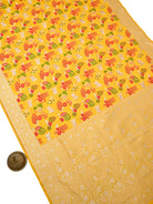 Yellow Shikargah Meenakari Katan Silk Handloom Banarasi Saree - Sacred Weaves
