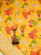 Yellow Shikargah Meenakari Katan Silk Handloom Banarasi Saree - Sacred Weaves