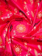 Dark Pink Shikargah Meenakari Katan Silk Handloom Banarasi Saree - Sacred Weaves