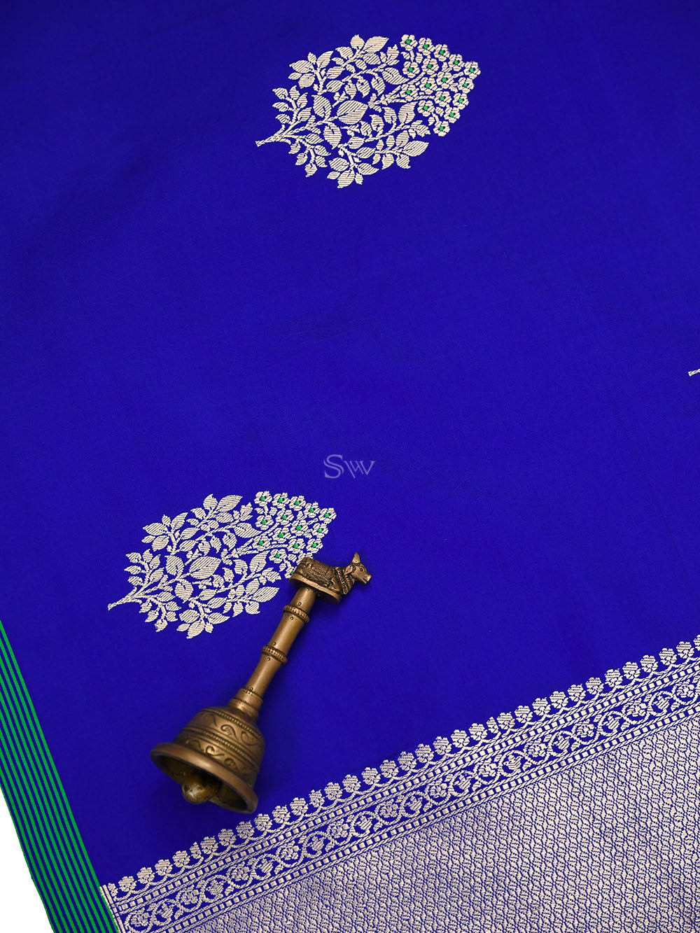 Royal Blue Meenakari Satin Silk Handloom Banarasi Saree - Sacred Weaves