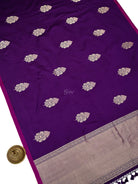 Dark Purple Meenakari Satin Silk Handloom Banarasi Saree - Sacred Weaves
