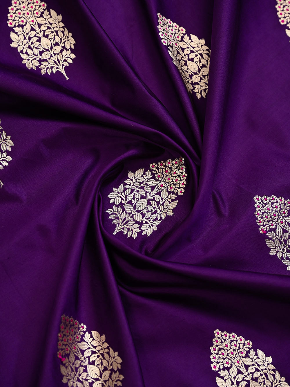 Dark Purple Meenakari Satin Silk Handloom Banarasi Saree - Sacred Weaves