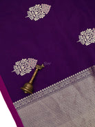 Dark Purple Meenakari Satin Silk Handloom Banarasi Saree - Sacred Weaves