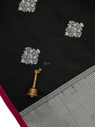 Black Booti Satin Silk Handloom Banarasi Saree - Sacred Weaves