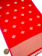 Red Booti Sona Roopa Satin Silk Handloom Banarasi Saree - Sacred Weaves