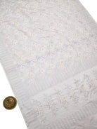 Light Grey Floral Jaal Tanchoi Silk Handloom Banarasi Saree - Sacred Weaves