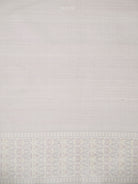 Light Grey Floral Tanchoi Silk Handloom Banarasi Saree - Sacred Weaves