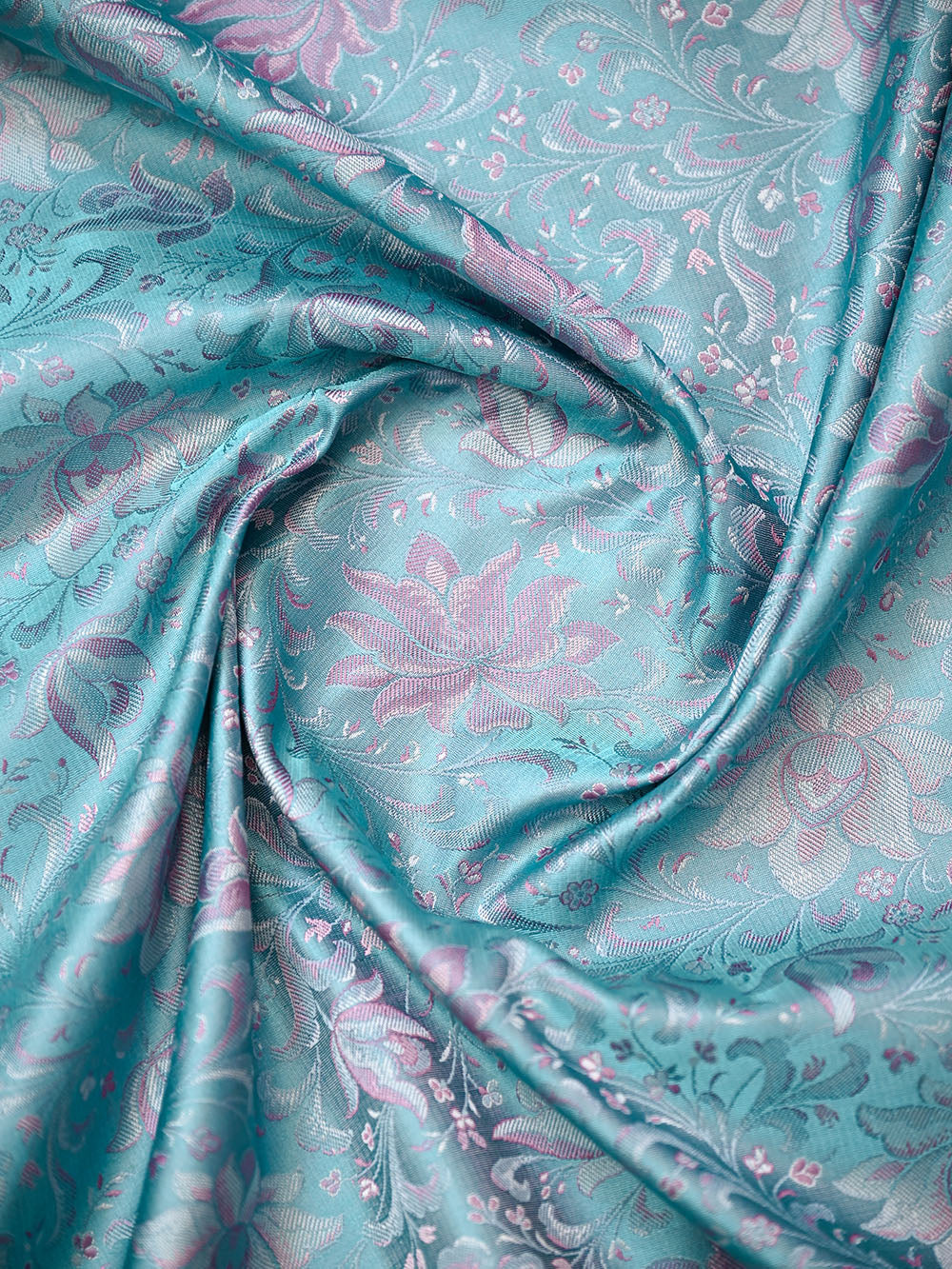 Light Aqua Blue Jaal Tanchoi Silk Handloom Banarasi Saree - Sacred Weaves