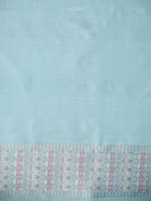 Aqua Blue Floral Jaal Tanchoi Silk Handloom Banarasi Saree - Sacred Weaves