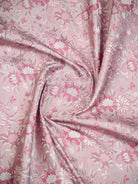 Pastel Onion Pink Floral Tanchoi Silk Handloom Banarasi Saree - Sacred Weaves