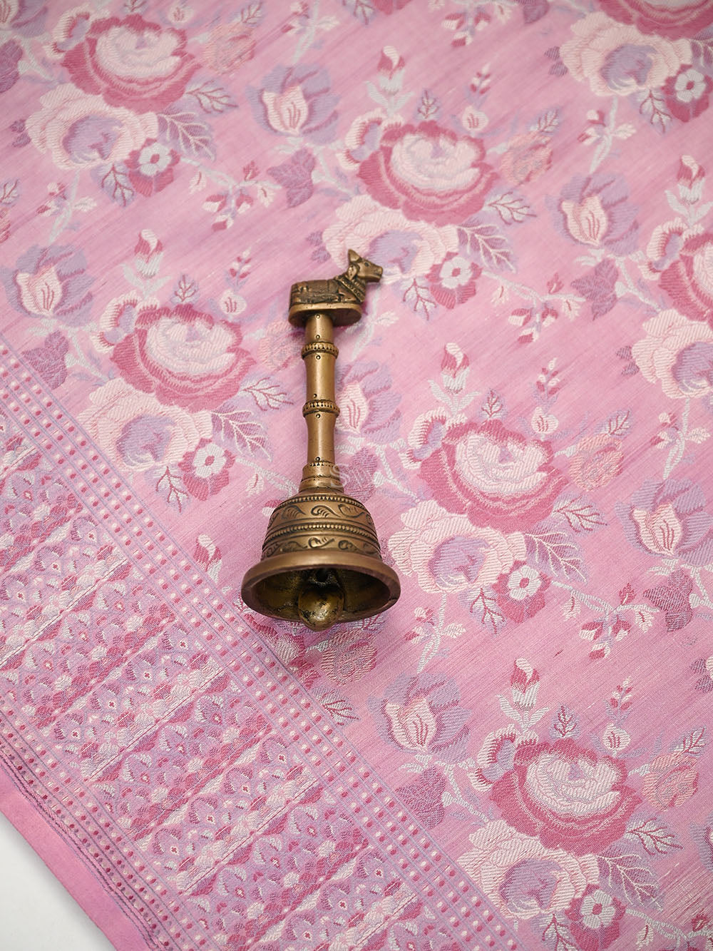 Pastel Pink Jaal Tanchoi Silk Handloom Banarasi Saree - Sacred Weaves