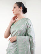 Mint Green Jaal Tanchoi Silk Handloom Banarasi Saree - Sacred Weaves