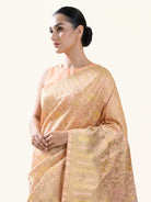 Pastel Peach Floral Tanchoi Silk Handloom Banarasi Saree - Sacred Weaves