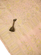 Pastel Peach Floral Tanchoi Silk Handloom Banarasi Saree - Sacred Weaves