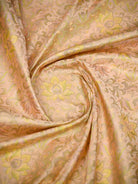 Pastel Peach Floral Tanchoi Silk Handloom Banarasi Saree - Sacred Weaves
