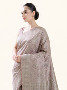 Dusty Pink Jaal Tanchoi Silk Handloom Banarasi Saree - Sacred Weaves