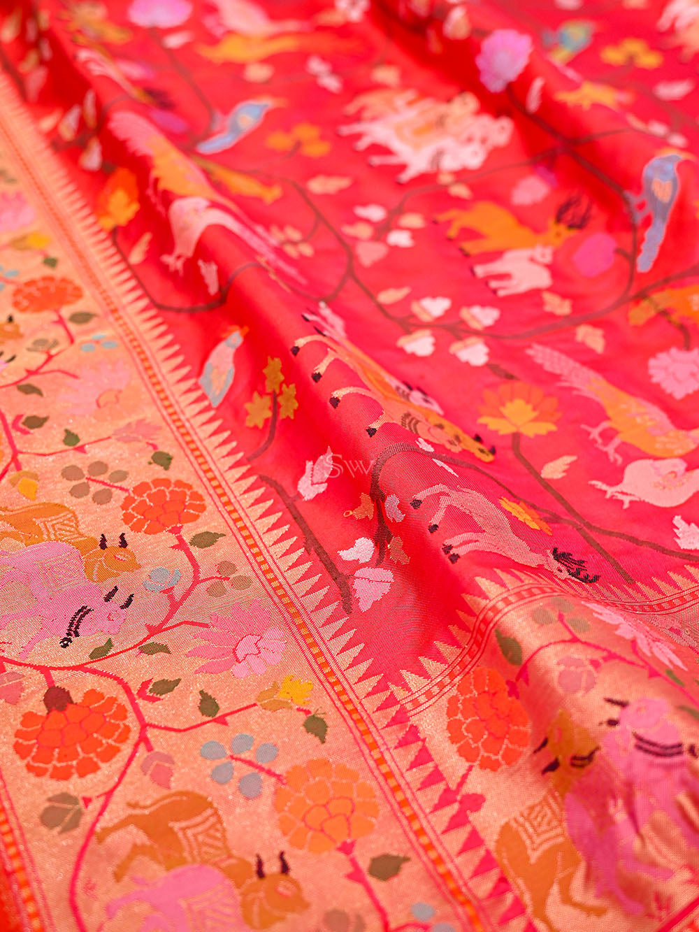 Dark Pink Shikargah Meenakari Real Zari Silk Handloom Banarasi Saree - Sacred Weaves