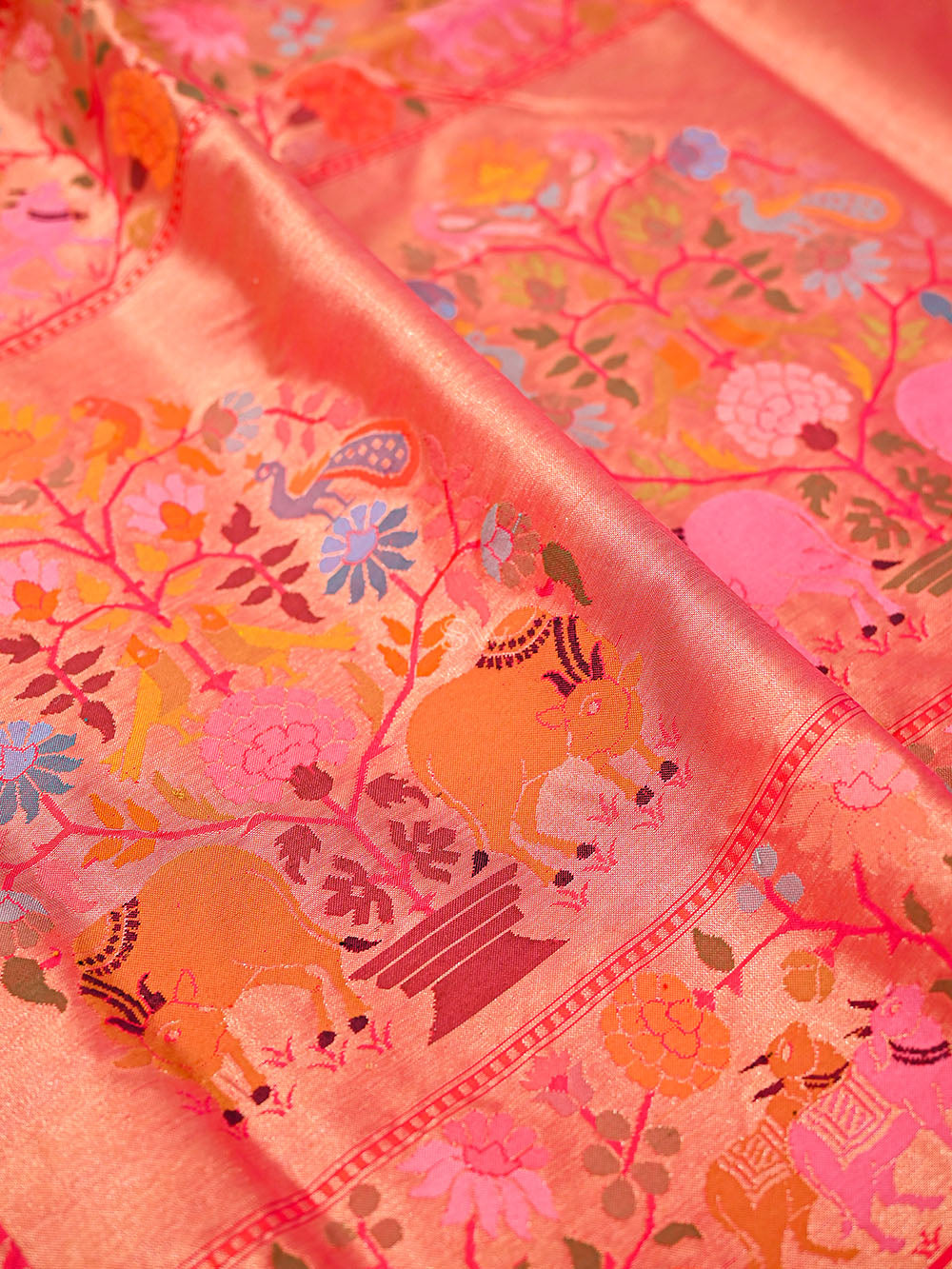 Dark Pink Shikargah Meenakari Real Zari Silk Handloom Banarasi Saree - Sacred Weaves