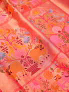 Dark Pink Shikargah Meenakari Real Zari Silk Handloom Banarasi Saree - Sacred Weaves