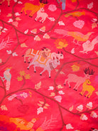 Dark Pink Shikargah Meenakari Real Zari Silk Handloom Banarasi Saree - Sacred Weaves