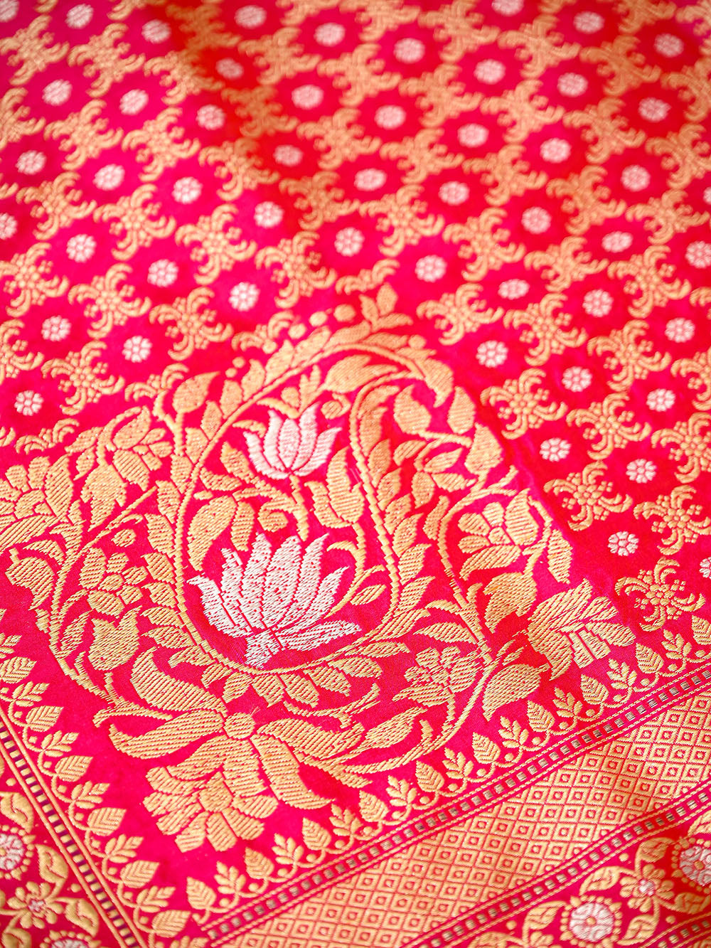 Dark Pink Sona Roopa Silk Real Zari Handloom Banarasi Saree - Sacred Weaves