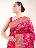 Pink Red Meenakari Uppada Katan Silk Handloom Banarasi Saree - Sacred Weaves