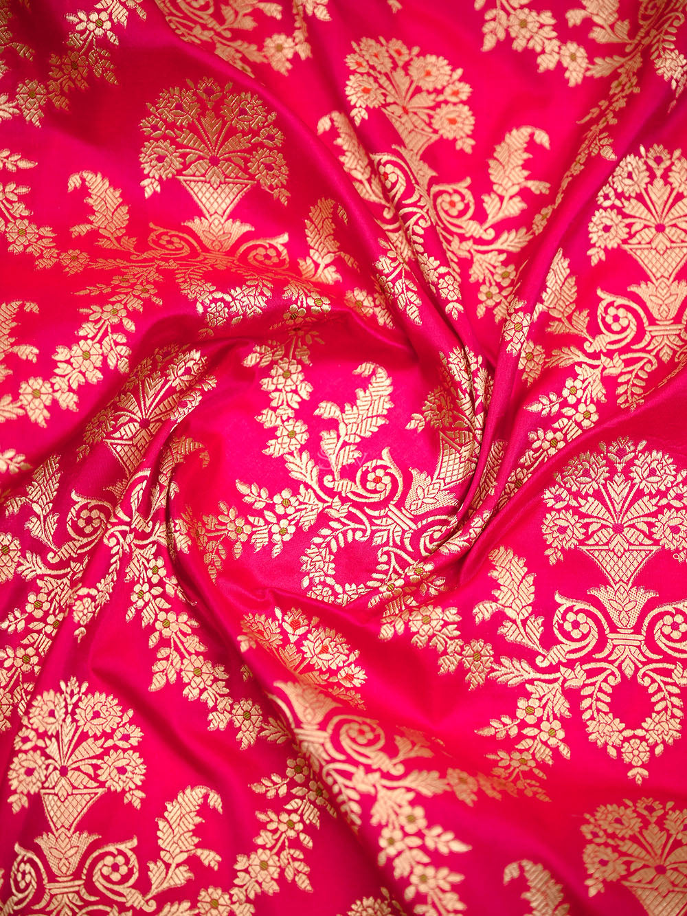 Pink Red Meenakari Uppada Katan Silk Handloom Banarasi Saree - Sacred Weaves