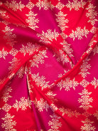 Red Pink Rangkat Jaal Katan Silk Handloom Banarasi Saree - Sacred Weaves