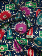 Midnight Blue Rangkat Katan Silk Handloom Banarasi Saree - Sacred Weaves