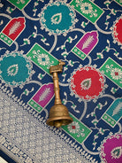 Midnight Blue Rangkat Katan Silk Handloom Banarasi Saree - Sacred Weaves