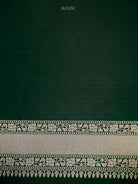 Bottle Green Jaal Rangkat Katan Silk Handloom Banarasi Saree - Sacred Weaves