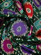 Bottle Green Jaal Rangkat Katan Silk Handloom Banarasi Saree - Sacred Weaves