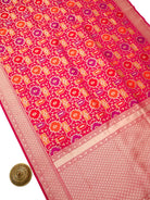 Dark Pink Rangkat Katan Silk Handloom Banarasi Saree - Sacred Weaves