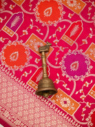 Dark Pink Rangkat Katan Silk Handloom Banarasi Saree - Sacred Weaves