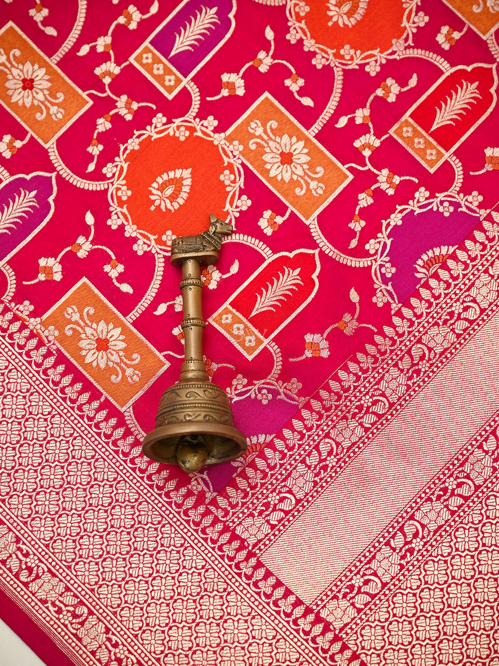 Dark Pink Rangkat Katan Silk Handloom Banarasi Saree - Sacred Weaves