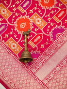 Dark Pink Rangkat Katan Silk Handloom Banarasi Saree - Sacred Weaves
