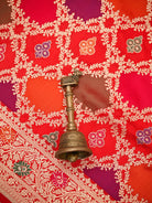 Red Rangkat Jaal Katan Silk Handloom Banarasi Saree - Sacred Weaves