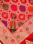 Red Rangkat Jaal Katan Silk Handloom Banarasi Saree - Sacred Weaves