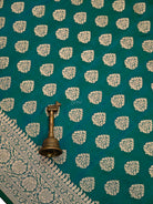 Green Blue Floral Boota Uppada Katan Silk Handloom Banarasi Saree - Sacred Weaves