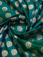 Green Blue Floral Boota Uppada Katan Silk Handloom Banarasi Saree - Sacred Weaves