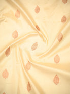 Cream Zari Boota Katan Silk Handloom Banarasi Saree - Sacred Weaves