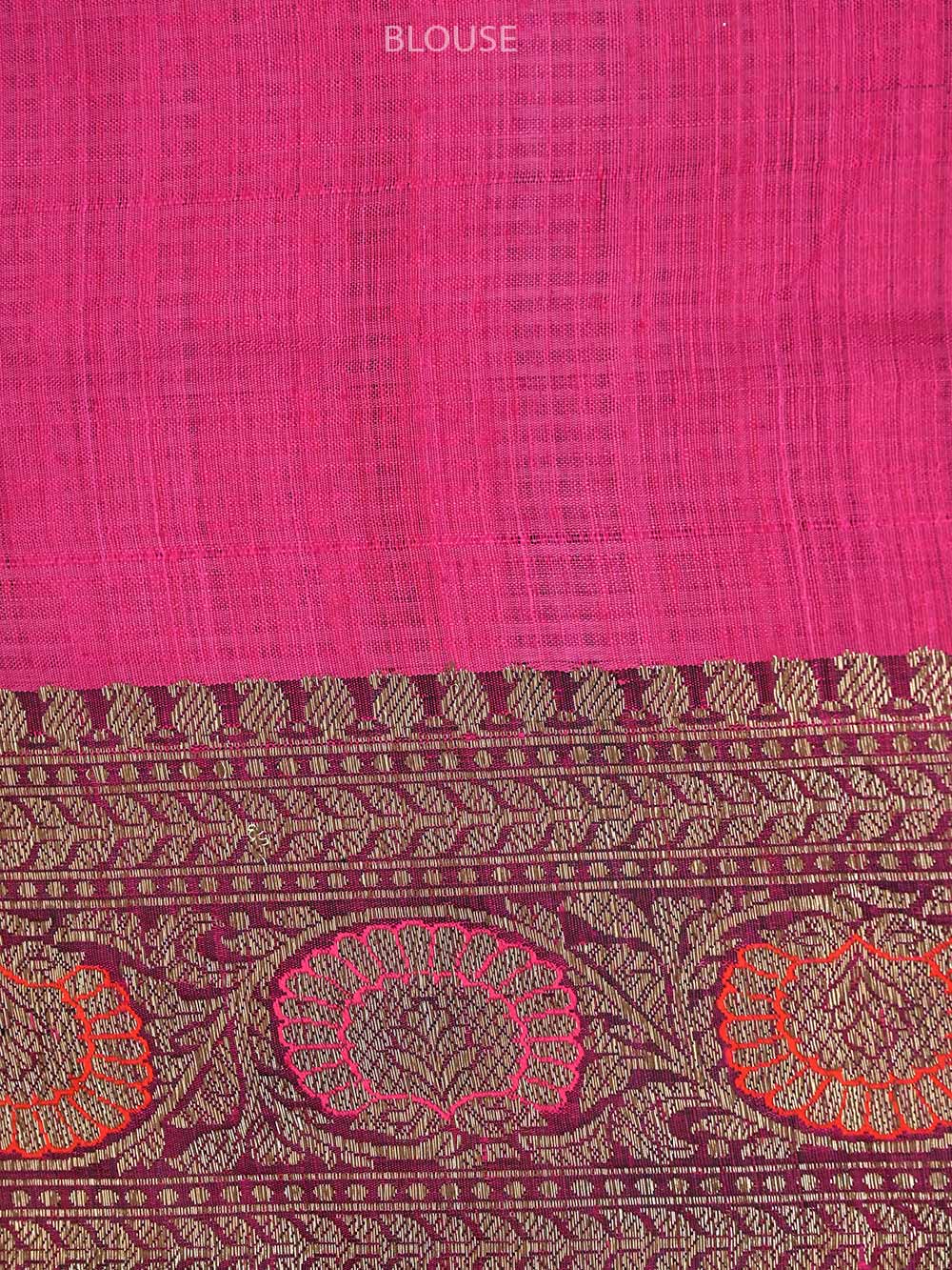 Dark Purple Meenakari Jaal Dupion Silk Handloom Banarasi Saree - Sacred Weaves