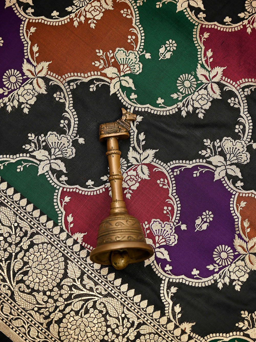 Black Rangkat Jaal Katan Silk Handloom Banarasi Saree - Sacred Weaves