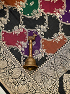 Black Rangkat Jaal Katan Silk Handloom Banarasi Saree - Sacred Weaves