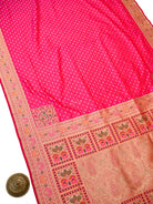 Pink Meenakari Konia Katan Silk Handloom Banarasi Saree - Sacred Weaves