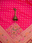 Pink Meenakari Konia Katan Silk Handloom Banarasi Saree - Sacred Weaves