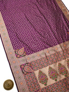 Dark Purple Meenakari Konia Katan Silk Handloom Banarasi Saree - Sacred Weaves